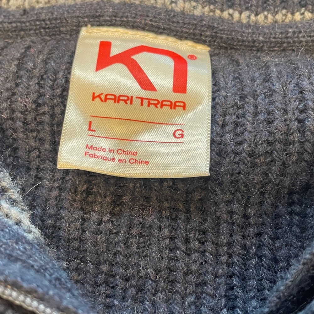 KARI TRAA Agnes knit wool half zip alpine fair isle sweater size L - Picture 6 of 8